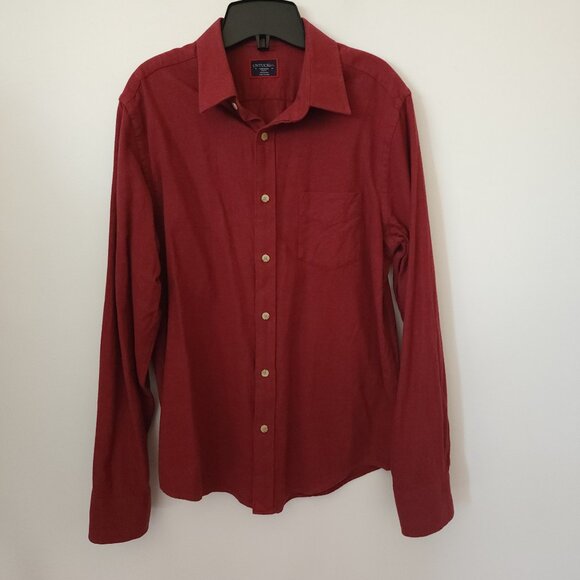 Untuckit 100% Cotton Red Flannel Button Down Long Sleeve Slim Fit Shirt - Picture 1 of 7